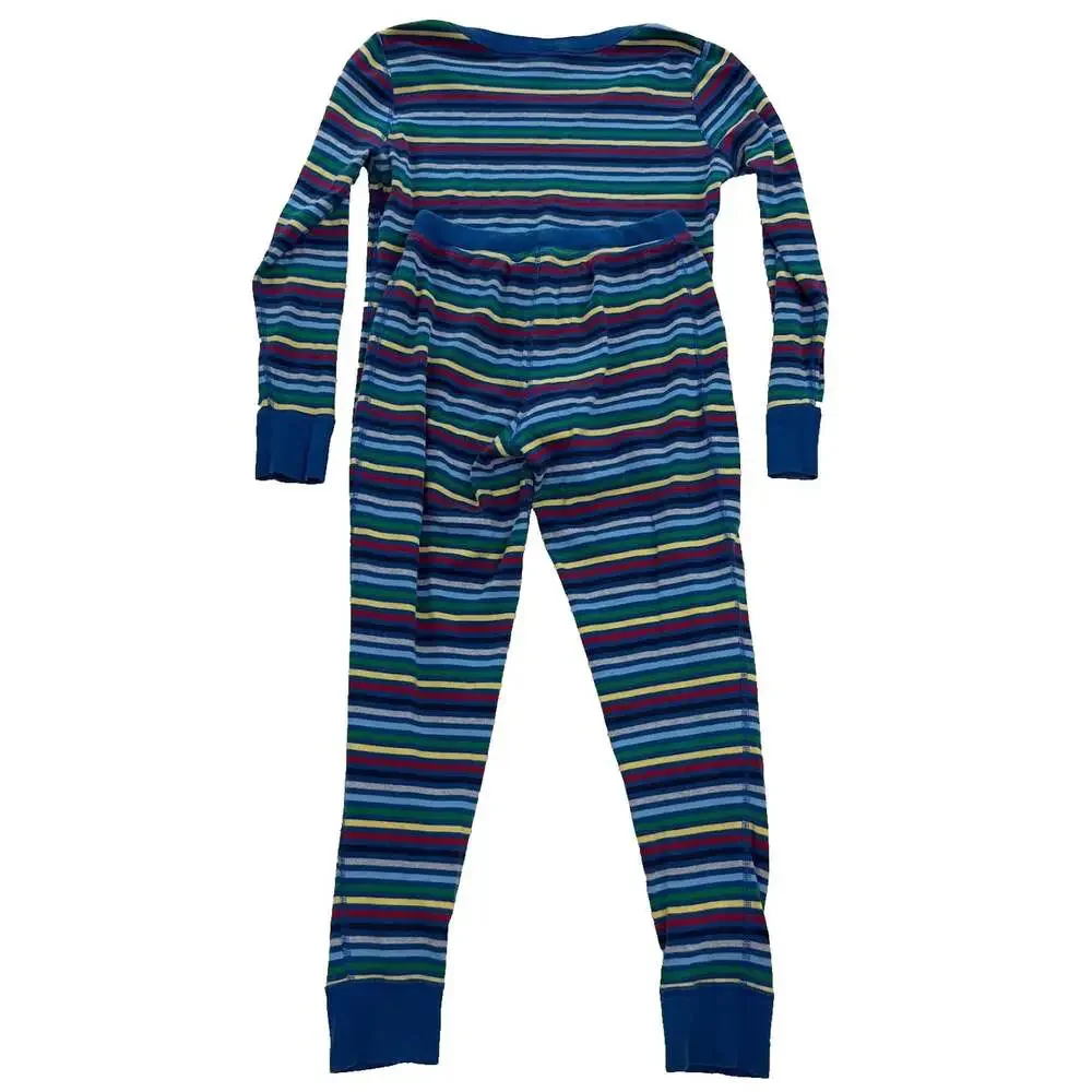 Hanna Andersson Kid's Striped Long John Pajama Set Rainbow Size S/M